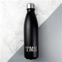 Personalised Message Initials Black Water Bottle - 500ml