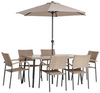 Argos Home Cusco 6 Seater Rattan Effect Patio Set - Natural