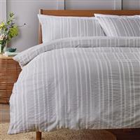 Argos Home Striped Seersucker Grey Bedding Set - Single