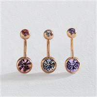 Revere Surgical Steel Rose Gold PVD Belly Bars - Set of 3