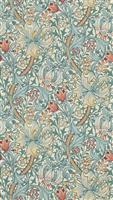 Morris & Co. Golden Lilies on Blue Floral Wallpaper