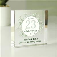 Personalised Message Anniversary Glass Block