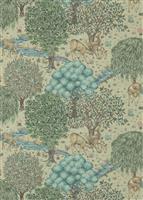 Morris & Co. The Brook in a Garden Green Floral Wallpaper