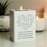 Personalised Message 25th Anniversary Tea Light Holder