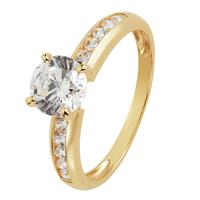 Revere 9ct Gold Cubic Zirconia Shoulder Engagement Ring - U