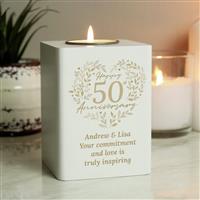 Personalised Message 50th Anniversary Tea Light Holder