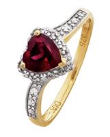 Revere 9ct Gold 0.02ct Diamond and Ruby Accent Heart Ring S