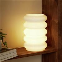 Habitat Billie Ribbed Glass Table Lamp - White