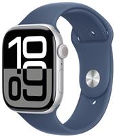 Apple Watch Series 10 GPS 46mm Silver Denim Sport Band - M/L