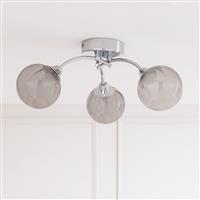 Argos Home Smoked Ribbed Globe Glass Ceiling Light - Chrome