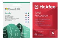 Microsoft 365 Family 6 People & McAfee 1 Year, 5 Device