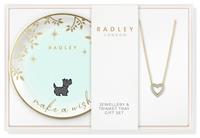 Radley 18ct Gold Plated Heart Necklace & Trinket Tray Set