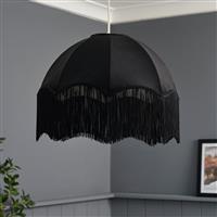 BHS Viena Velvet Fringed Pendant Lampshade - Black