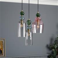 BHS Arezzo Glass 3 Light Pendant Light - Blush Pink