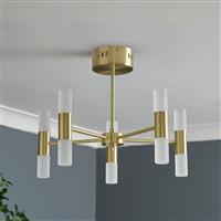 BHS Guarda Metal 10 Light Semi Flush Ceiling Light - Brass