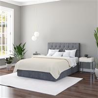 Aspire Olivier Double Velvet End Lift Ottoman Bed - Grey