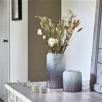 Ivyline Verre Frosted Ribbed Glass Vase - Blue
