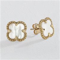 Revere 9ct Yellow Gold MOP Clover Stud Earrings