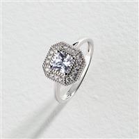 Revere Sterling Silver Vintage Cubic Zirconia Halo Ring - N