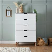 Obaby Maya 5 Drawer Tallboy - White
