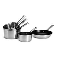 Habitat 5 Piece Brushed Stainless Steel Pan Set