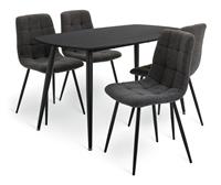 Argos Home Cobin Black Ash Dining Table & 4 Charcoal Chairs