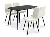 Argos Home Cobin Black Ash Dining Table & 4 White Chairs