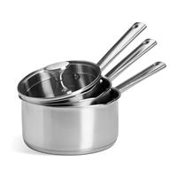 Habitat 3 Piece Brushed Stainless Steel Pan Set