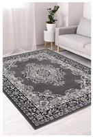 Homemaker Bukhura Traditional Grey Cut Pile Rug - 230x160cm