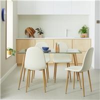 Habitat Beni Glass 4 Seater Dining Table - Natural