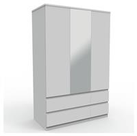 Habitat Jenson 3 Door 4 Drawer Mirror Wardrobe - Matte White