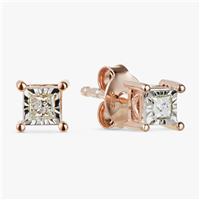 Revere Sterling Silver Rose Gold Diamond Stud Earrings