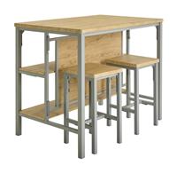 Argos Home Darien Grey Bar Table & 2 Oak Stools