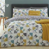 Catherine Lansfield Retro Circles Ochre Bedding Set-Kingsize