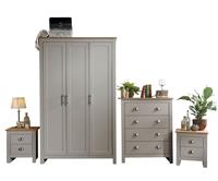 GFW Lancaster 4 Piece 3 Door Wardrobe Set - Grey