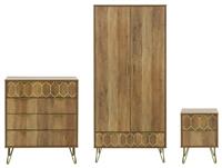 GFW Orleans 3 Piece 2 Door Wardrobe Set - Oak