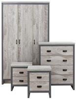 GFW Boston 4 Piece 3 Door Wardrobe Set - Grey