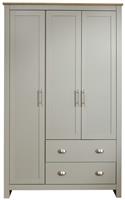 GFW Lancaster 3 Door 2 Drawer Wardrobe - Grey Oak