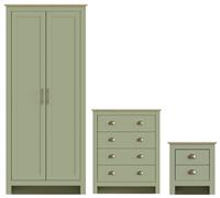 GFW Lancaster 3 Piece 2 Door Wardrobe Set - Sage