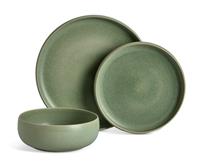 Habitat 12 Piece Reactive Stoneware Dinner Set - Green