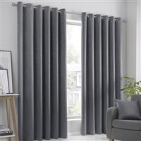Fusion Strata Dim Out Woven Eyelet Curtains - Charcoal