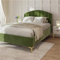 GFW Pettine Kingsize Velvet End Lift Ottoman Bed - Green