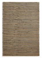 Habitat Woven Stripe Black Jute Flatweave Rug - 150x80cm