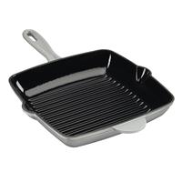 Cooks Professional Cast Iron Skillet Pan with Enamel Interior - Grey