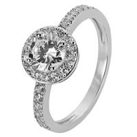 Revere Sterling Silver Cubic Zirconia Halo Ring - R