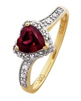 Revere 9ct Gold 0.02ct Diamond and Ruby Accent Heart Ring N