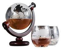 Menkind Globe Decanter With Glasses Set