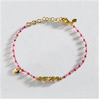 Revere Sterling Silver Mum Bead Bracelet With Pink Enamel