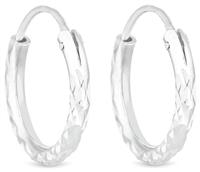 Simply Silver Sterling Silver Mini Diamond Cut Hoop Earrings