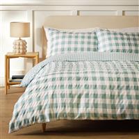 Argos Home Seersucker Check Blue Bedding Set - Single